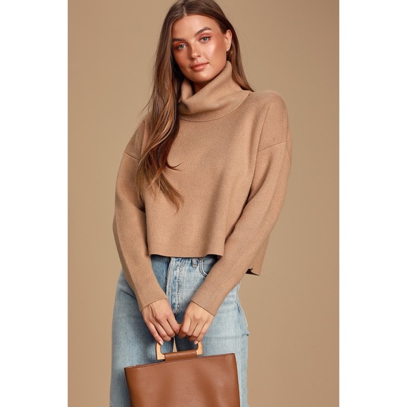 NWT Lulus Let's Cuddle Tan Cowl Neck Sweater - Picture 15 of 15